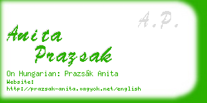 anita prazsak business card